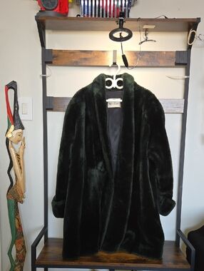 Montgomery Dark Green Plush Teddy Coat for Women Heavy Vtg Old Money Luxury